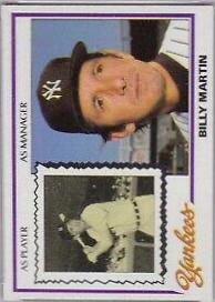 1978 Burger King Yankees Billy Martin #1 card