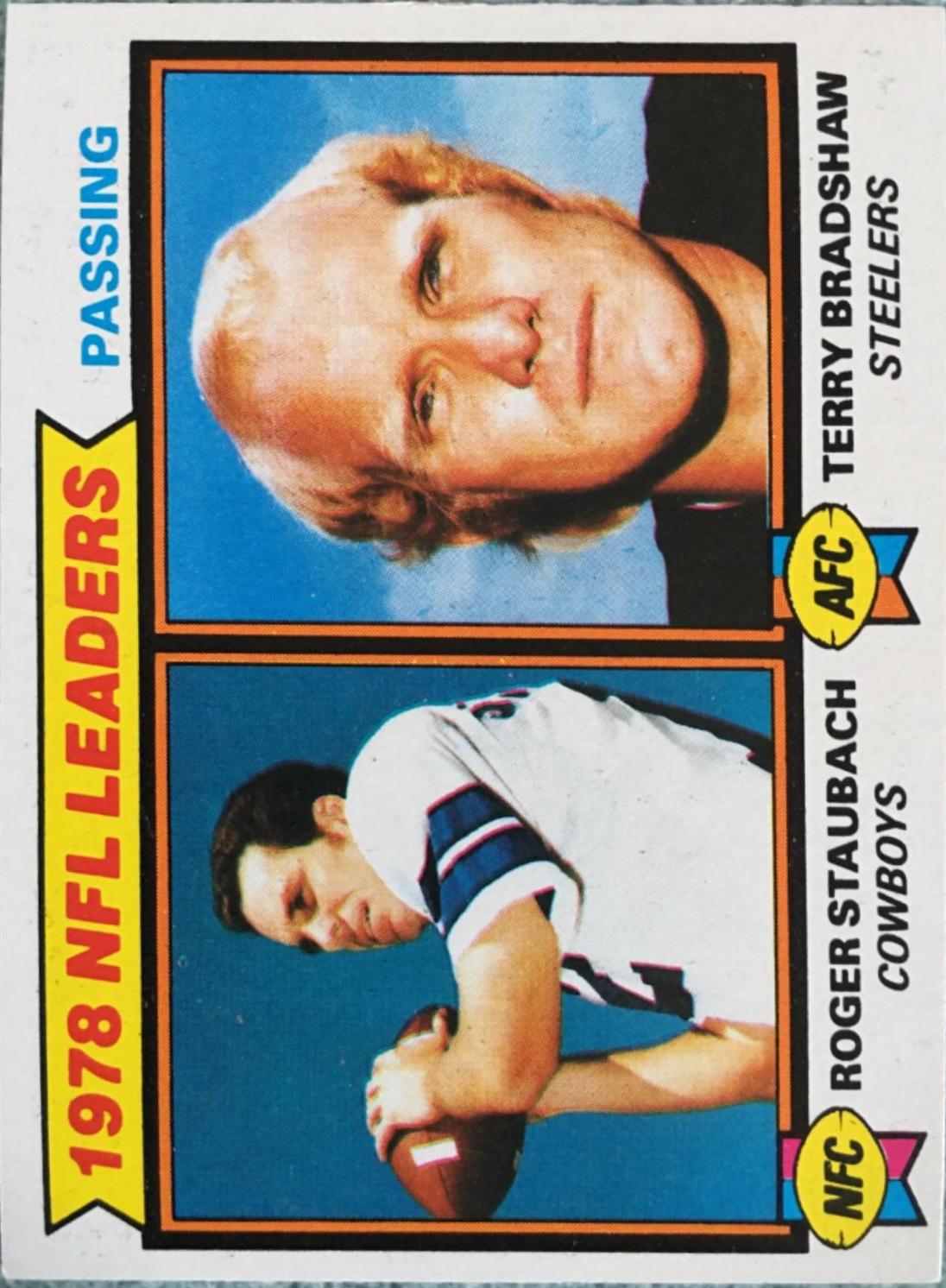 1979 Topps Roger Staubach, Terry Bradshaw [Passing Leaders] #1 card
