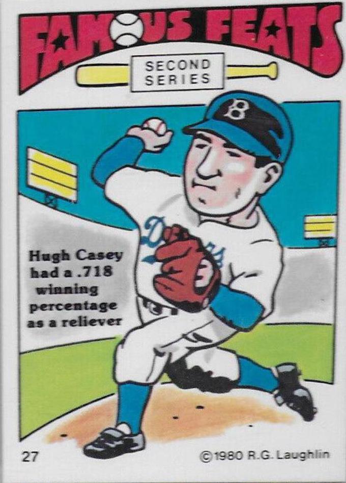 1980 Laughlin Famous Feats Hugh Casey #27 card