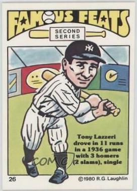 1980 Laughlin Famous Feats Tony Lazzeri #26 card