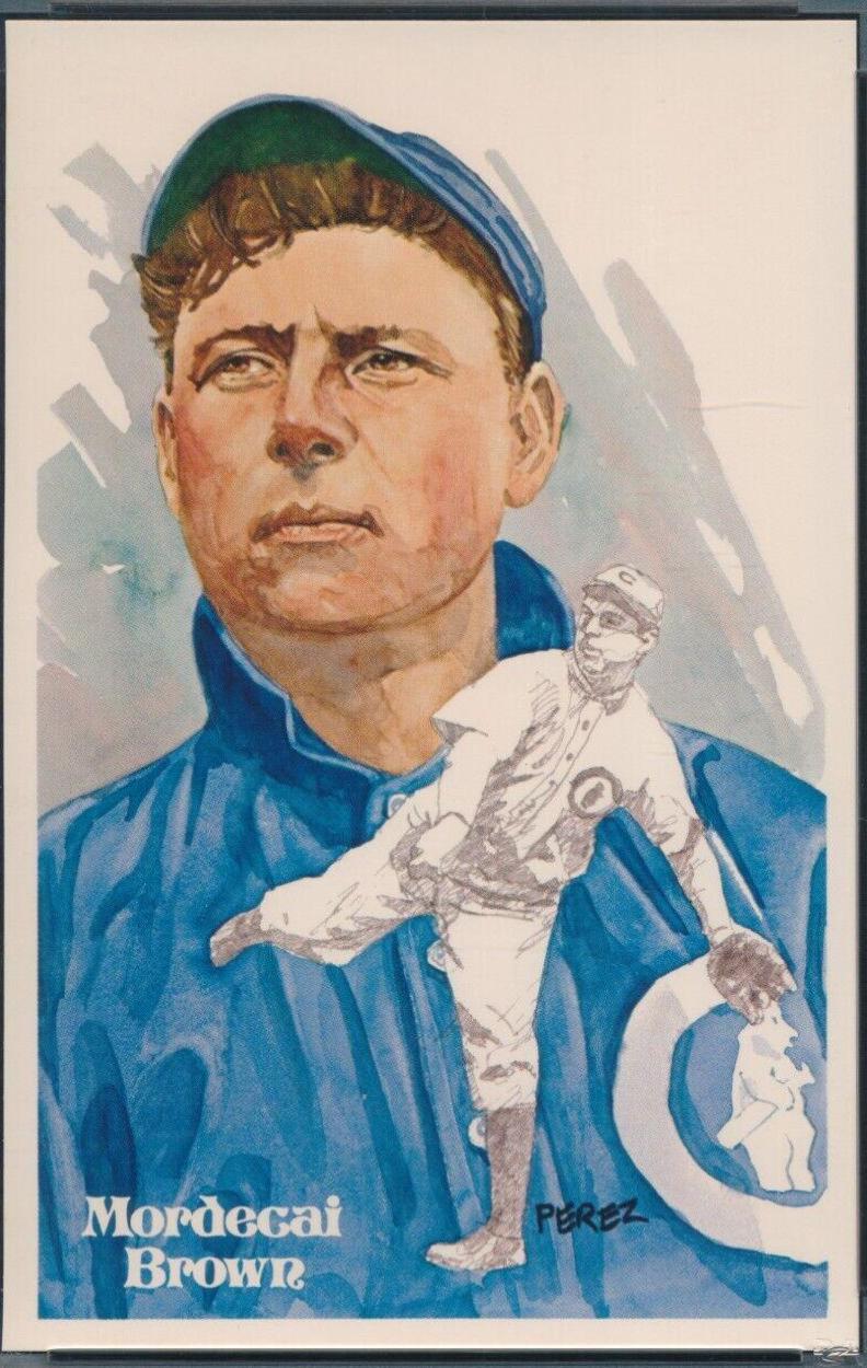 1980 Perez Steele HOF Postcard Mordecai Brown #56 card
