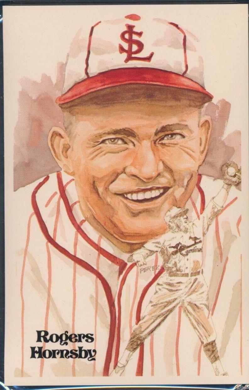 1980 Perez Steele HOF Postcard Rogers Hornsby #27 card