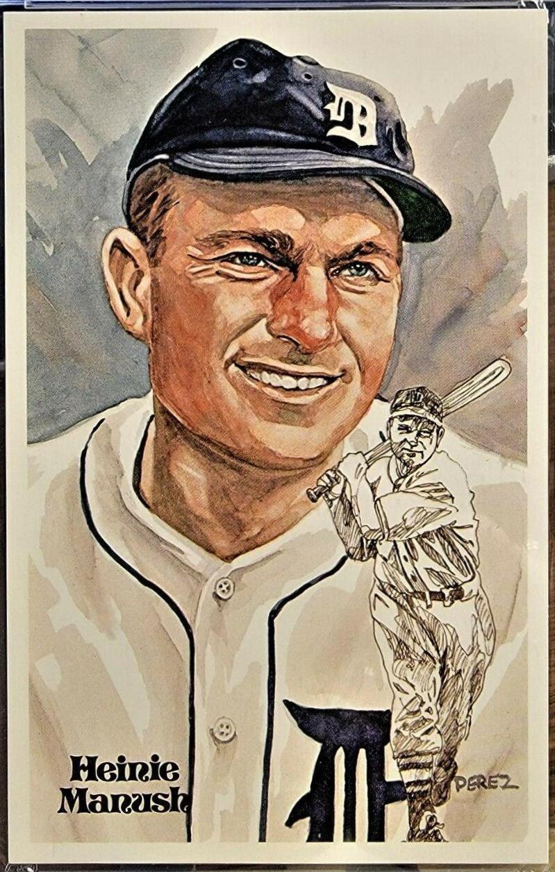 1981 Perez Steele HOF Postcard Heinie Manush #100 card