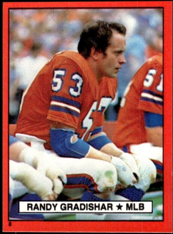 1981 Topps Red Border Stickers Randy Gradishar #8 card
