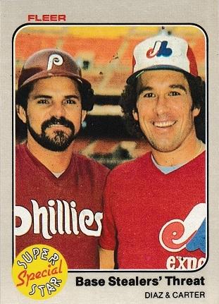 1983 Fleer Base Stealers [Threat B. Diaz, G. Carter] #637 card