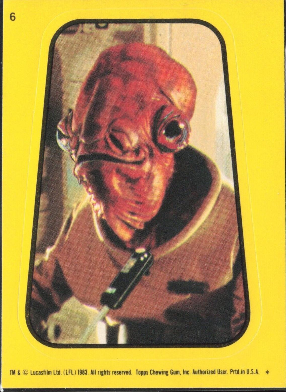 1983 : Return of the Jedi Sticker Admiral Ackbar #6 card