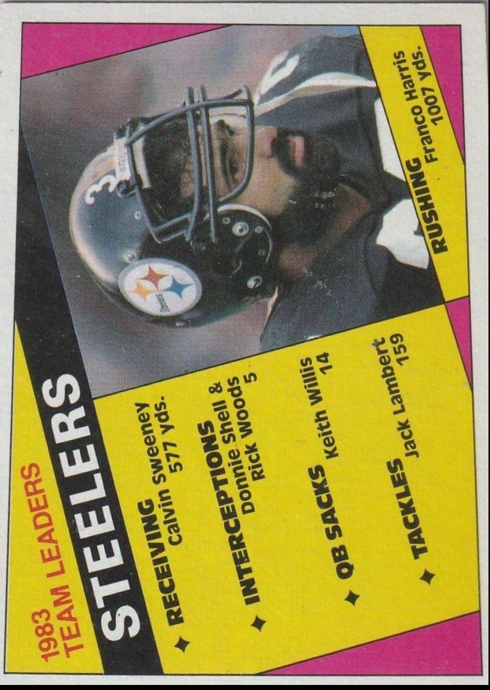 1984 Topps Steelers Team Leaders #159 card