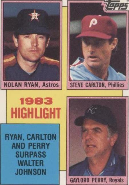 1984 Topps Tiffany Nolan Ryan / Steve Carlton / Gaylord Perry #4 card