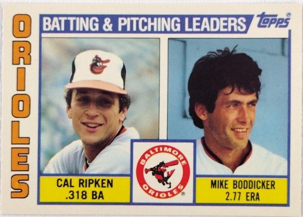 1984 Topps Tiffany Orioles Leaders Checklist: Cal Ripken / Mike Boddicker #426 card