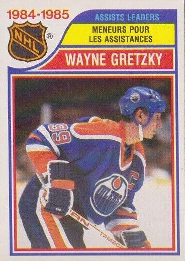 1985 O-Pee-Chee Wayne Gretzky [Assists Leaders] #258 card