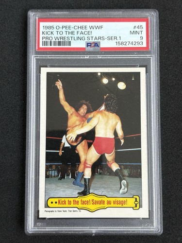 1985 O Pee Chee WWF Kick To The Face #45 card