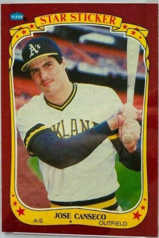 1986 Fleer Star Stickers Jose Canseco #19 card