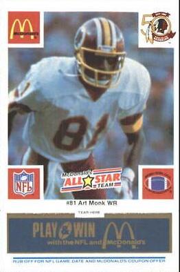 1986 McDonald's All Stars Art Monk [Blue] #81 card