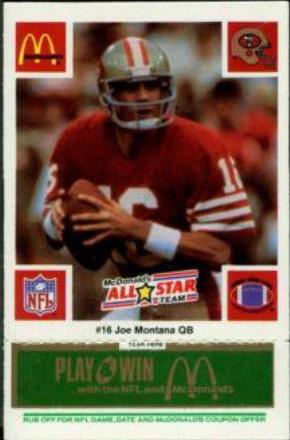1986 McDonald's All Stars Joe Montana [Green] #16 card