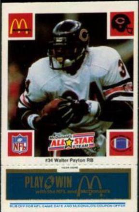 1986 McDonald's All Stars Walter Payton [Blue] #34 card