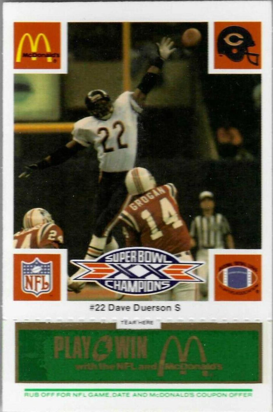 1986 McDonald's Bears Dave Duerson [Green] #22 card