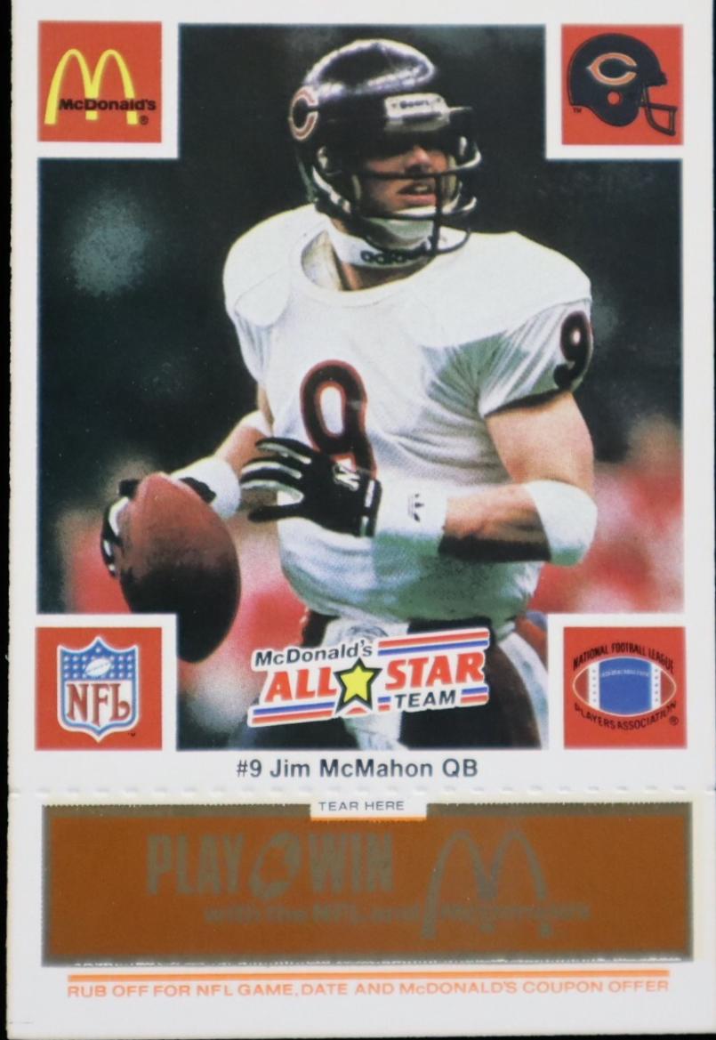 1986 McDonald's Bears Jim McMahon [Gold] #9 card