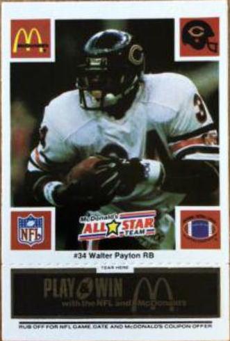 1986 McDonald's Bears Walter Payton [Black] #34 card