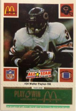 1986 McDonald's Bears Walter Payton [Green] #34 card