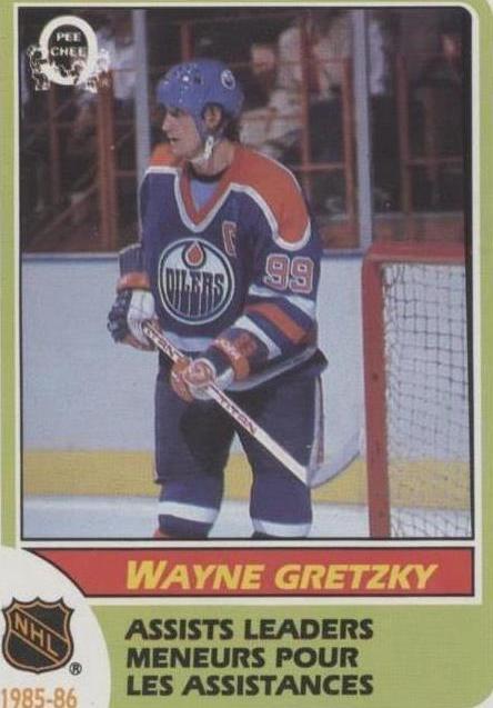1986 O-Pee-Chee Wayne Gretzky [Assists Leaders] #259 card
