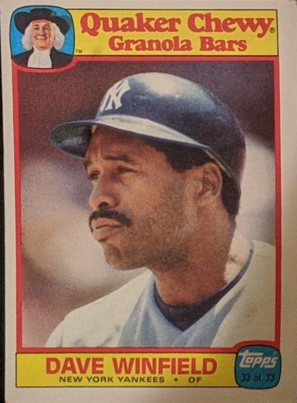1986 Quaker Oats Dave Winfield #33 card