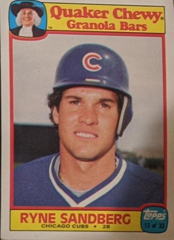 1986 Quaker Oats Ryne Sandberg #13 card
