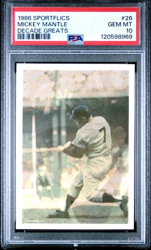 1986 Sportflics Decade Greats Mickey Mantle #26 card