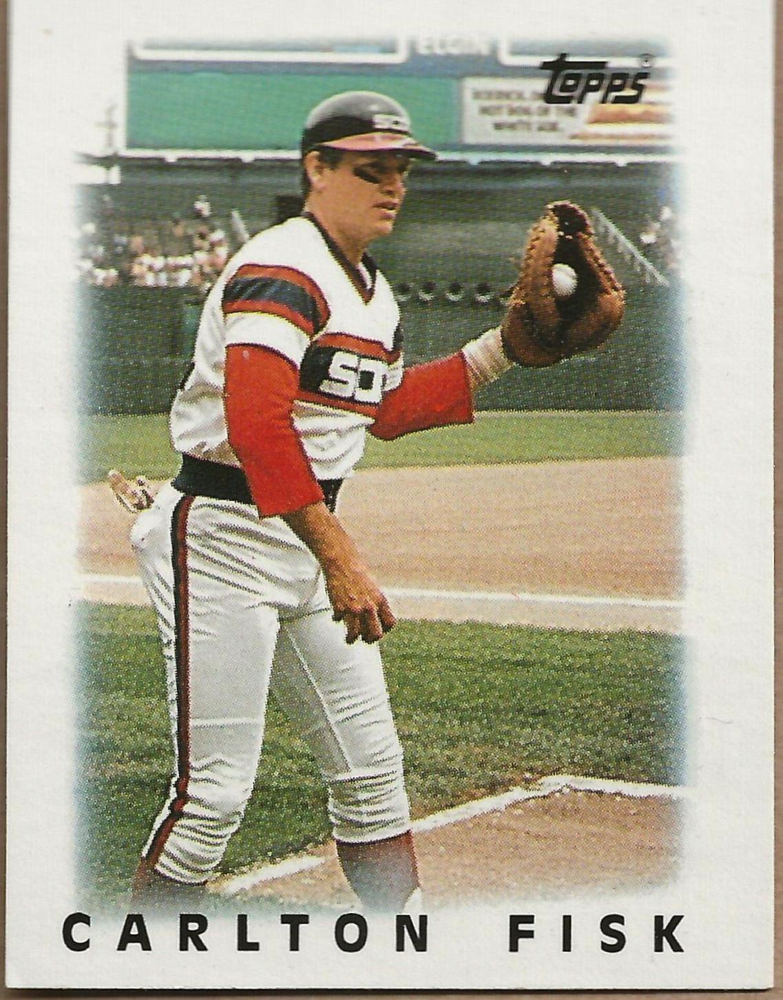 1986 Topps Mini League Leaders Carlton Fisk #11 card