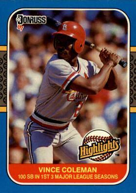 1987 Donruss Highlights Vince Coleman #36 card