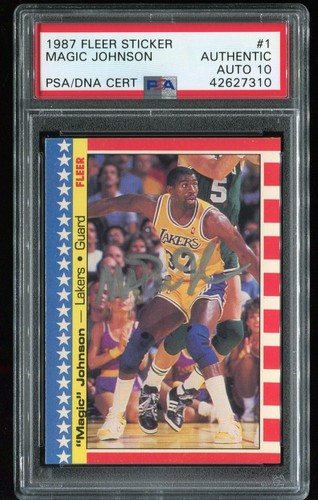 1987 Fleer Sticker Magic Johnson #1 card