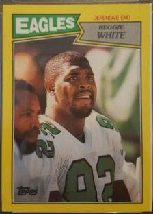 1987 Topps Box Bottoms Hand Cut Reggie White #P card