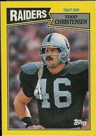 1987 Topps Box Bottoms Hand Cut Todd Christensen #B card