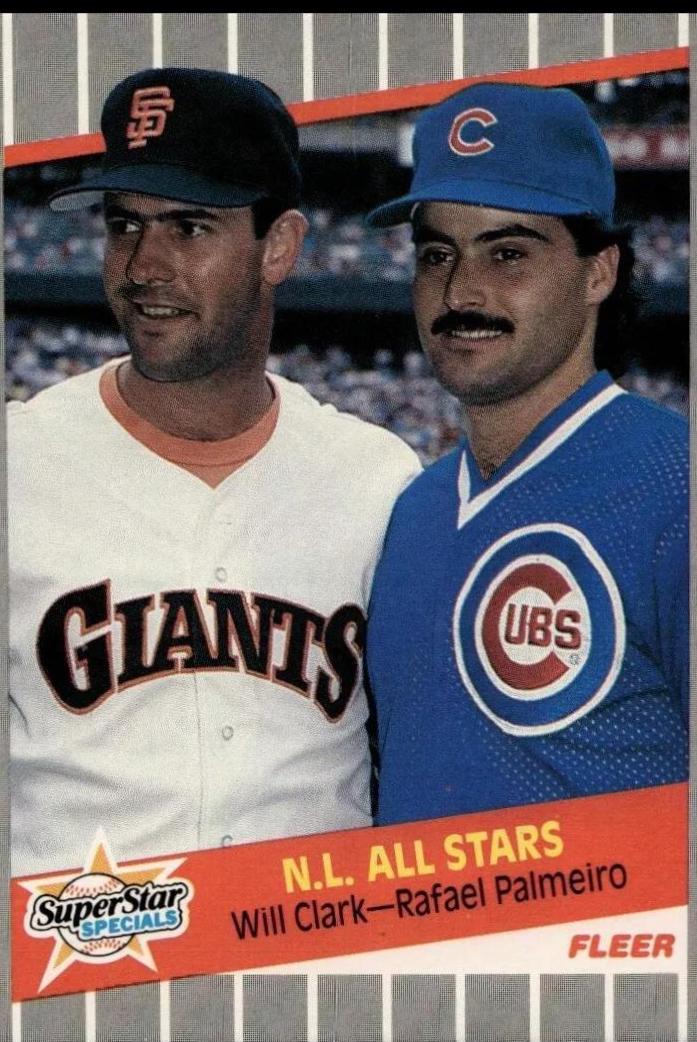 1989 Fleer N.L. All-Stars: Will Clark / Rafael Palmeiro #631 card