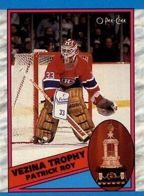 1989 O-Pee-Chee Patrick Roy [Vezina Trophy] #322 card