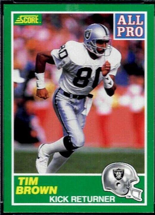 1989 Panini Score Tim Brown [Shows James Lofton] #305 card