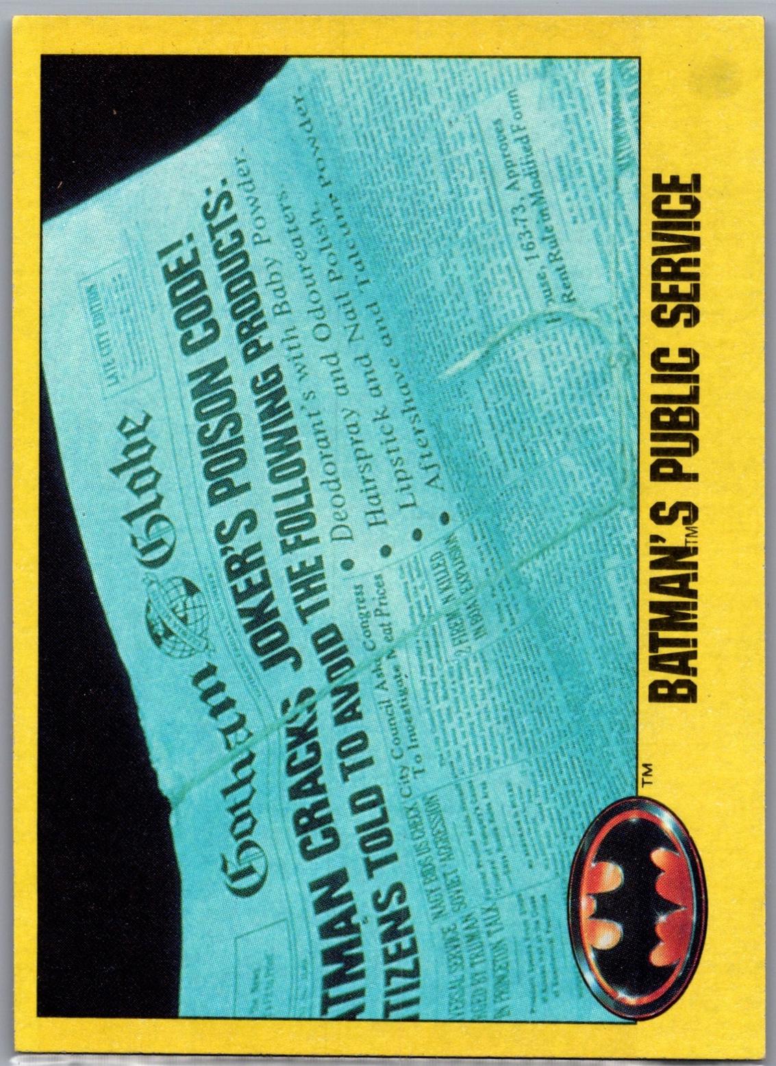 1989 Topps Batman Batman's Public Service #226 card