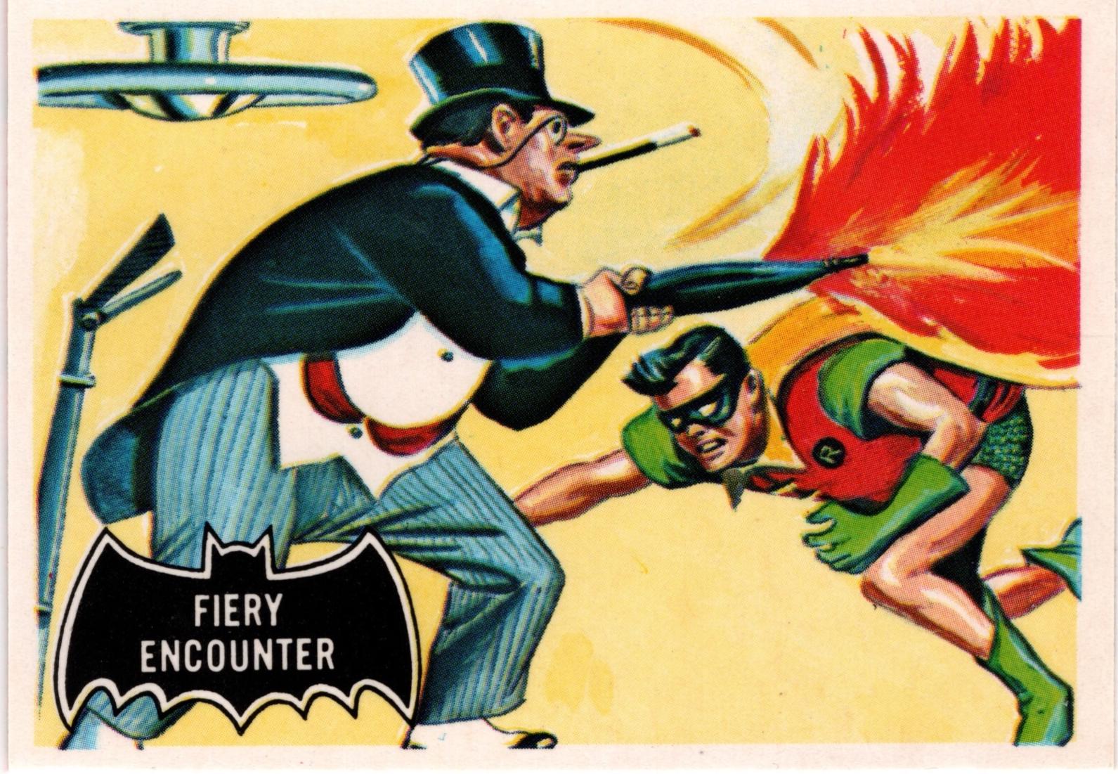 1989 Topps Batman Reissue Fiery Encounter #19 card