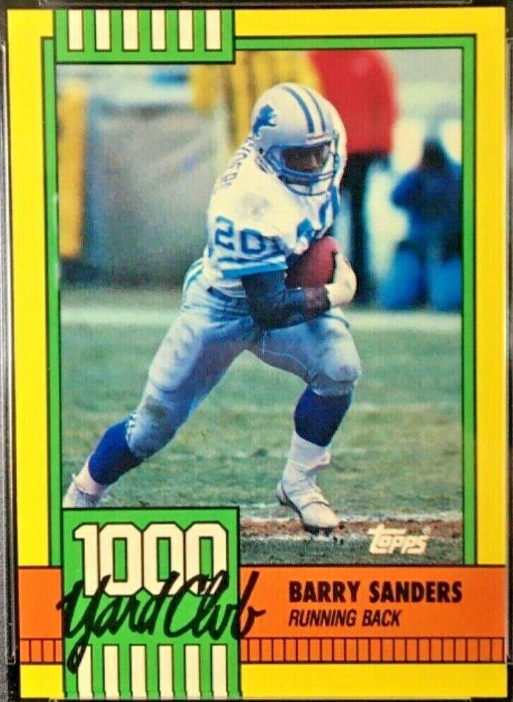 1990 Topps 1000 Yard Club Barry Sanders [Disclaimer Back] #3 card