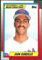 1990 Topps Major League Debut Juan Gonzalez #43 card