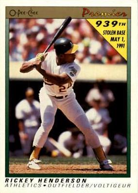 1991 O Pee Chee Premier Rickey Henderson #62 card