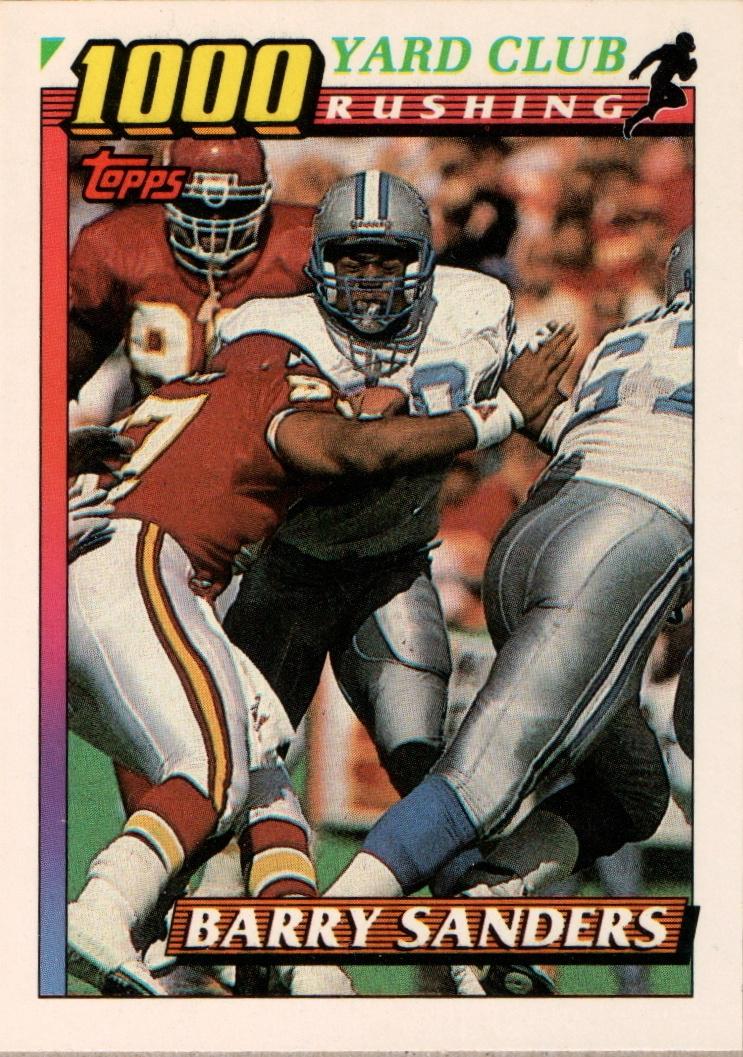 1991 Topps 1000 Yard Club Barry Sanders #2 card