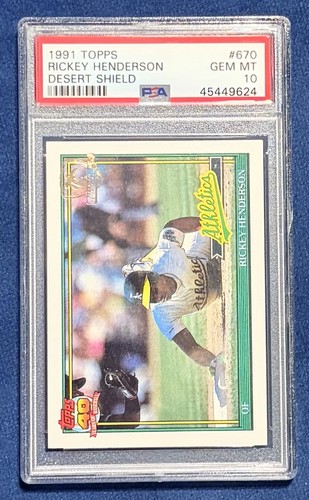1991 Topps Desert Shield Rickey Henderson #670 card