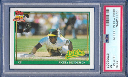 1991 Topps Rickey Henderson #670 card
