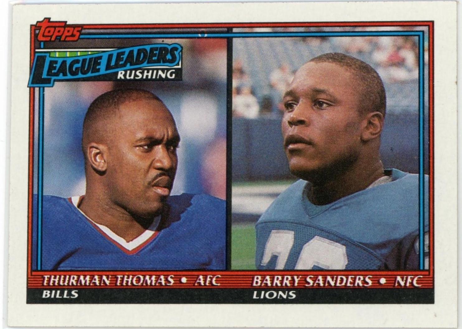 1991 Topps Thurman Thomas, Barry Sanders #9 card