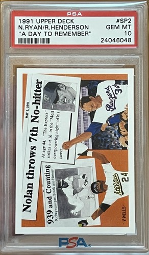 1991 Upper Deck Nolan Ryan, Rickey Henderson #SP2 card