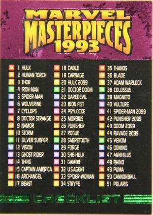 1993 Masterpieces Checklist #90 card