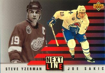1993 Upper Deck Next in Line Steve Yzerman, Joe Sakic #NL3 card