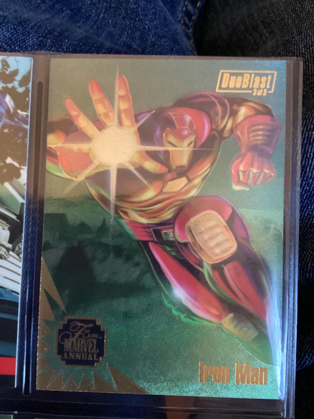 1995 Flair Duoblast Iron Man, War Machn. #3 card