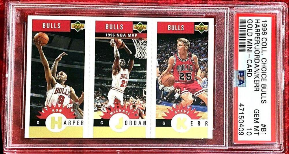 1996 Collector's Choice Mini Harper, Jordan, Kerr [Gold] #B1 card