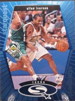 1998 UD Choice Starquest Allen Iverson [Blue] #SQ20 card